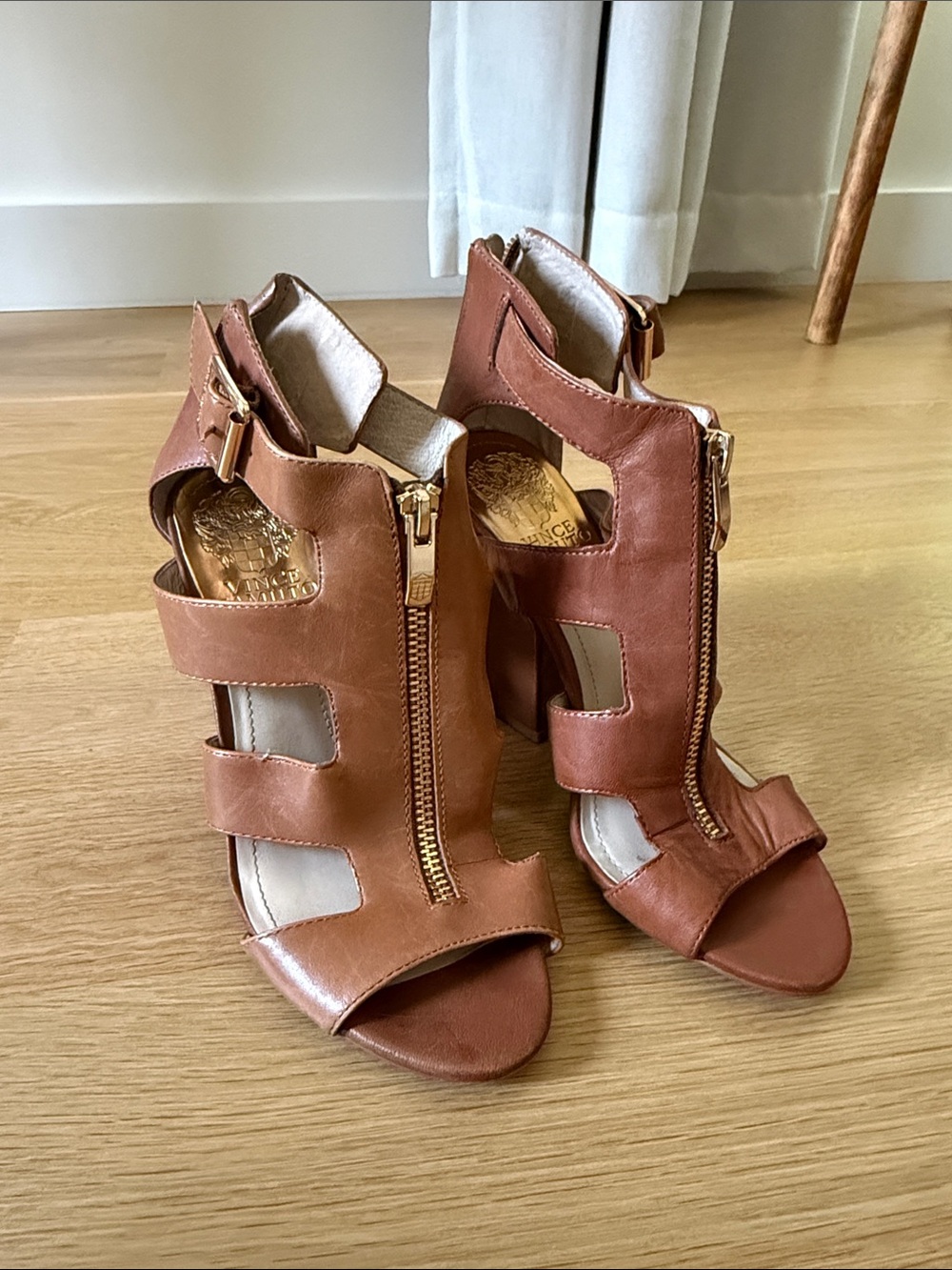 Vince Camuto Rust Cutout Block Heel Sandal